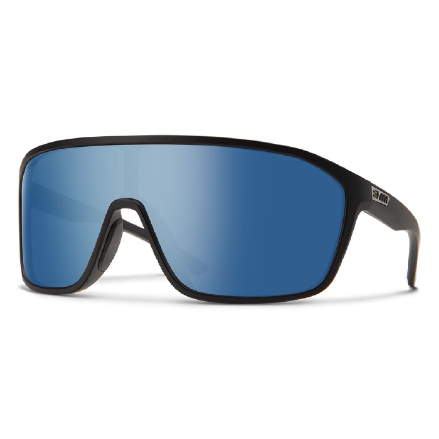 Smith Boomtown Sunglasses Matte Black ChromaPop Polarized Blue Mirror Sunglasses