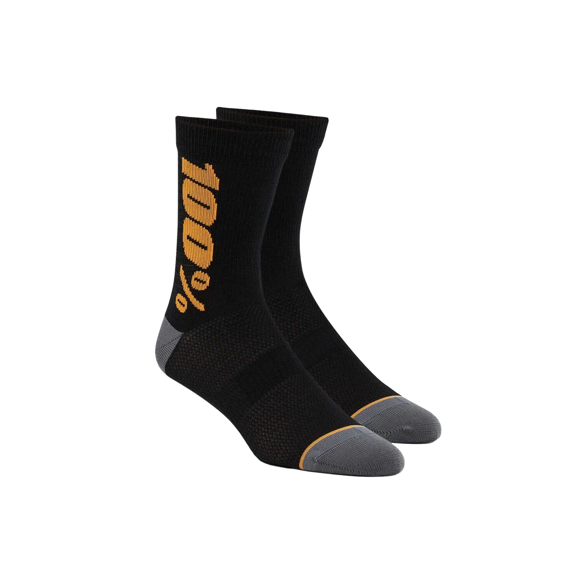 100% Rythym Merino Wool Performance Socks Black Bronze Bike Socks