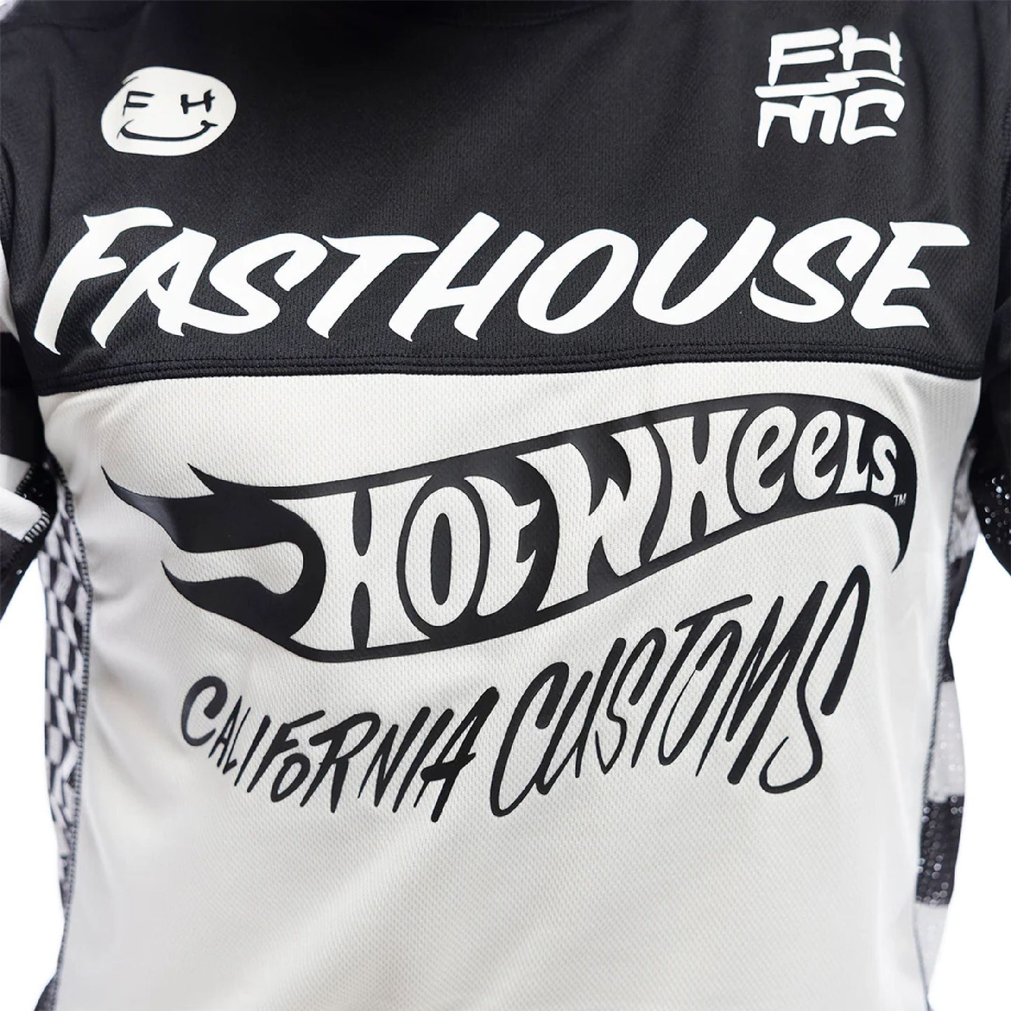Fasthouse Youth Grindhouse Hot Wheels Jersey White Black Bike Jerseys