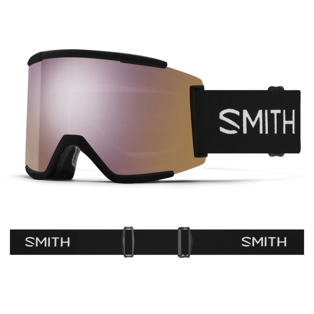 Smith Squad XL Snow Goggle Black ChromaPop Everyday Rose Gold Mirror Snow Goggles