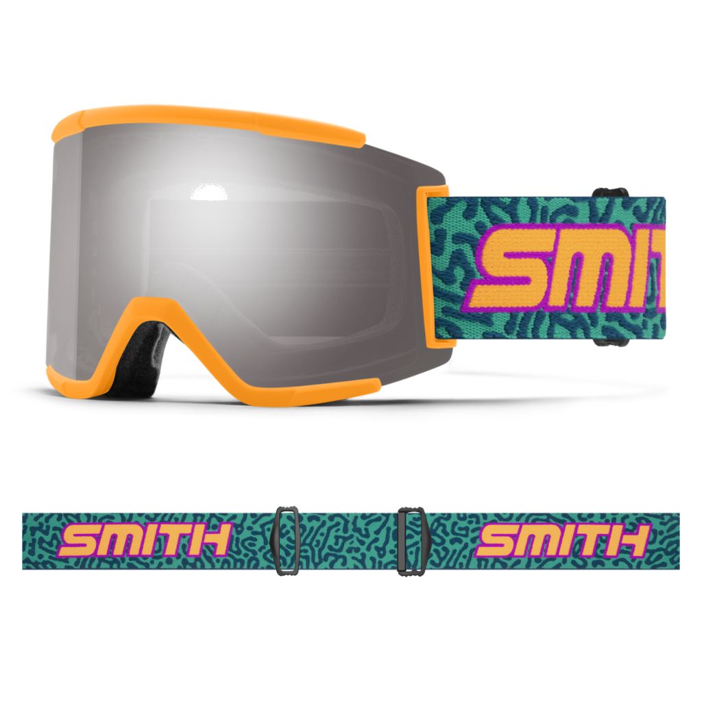 Smith Squad XL Low Bridge Fit Snow Goggle Neon Wiggles Archive ChromaPop Sun Platinum Mirror Snow Goggles