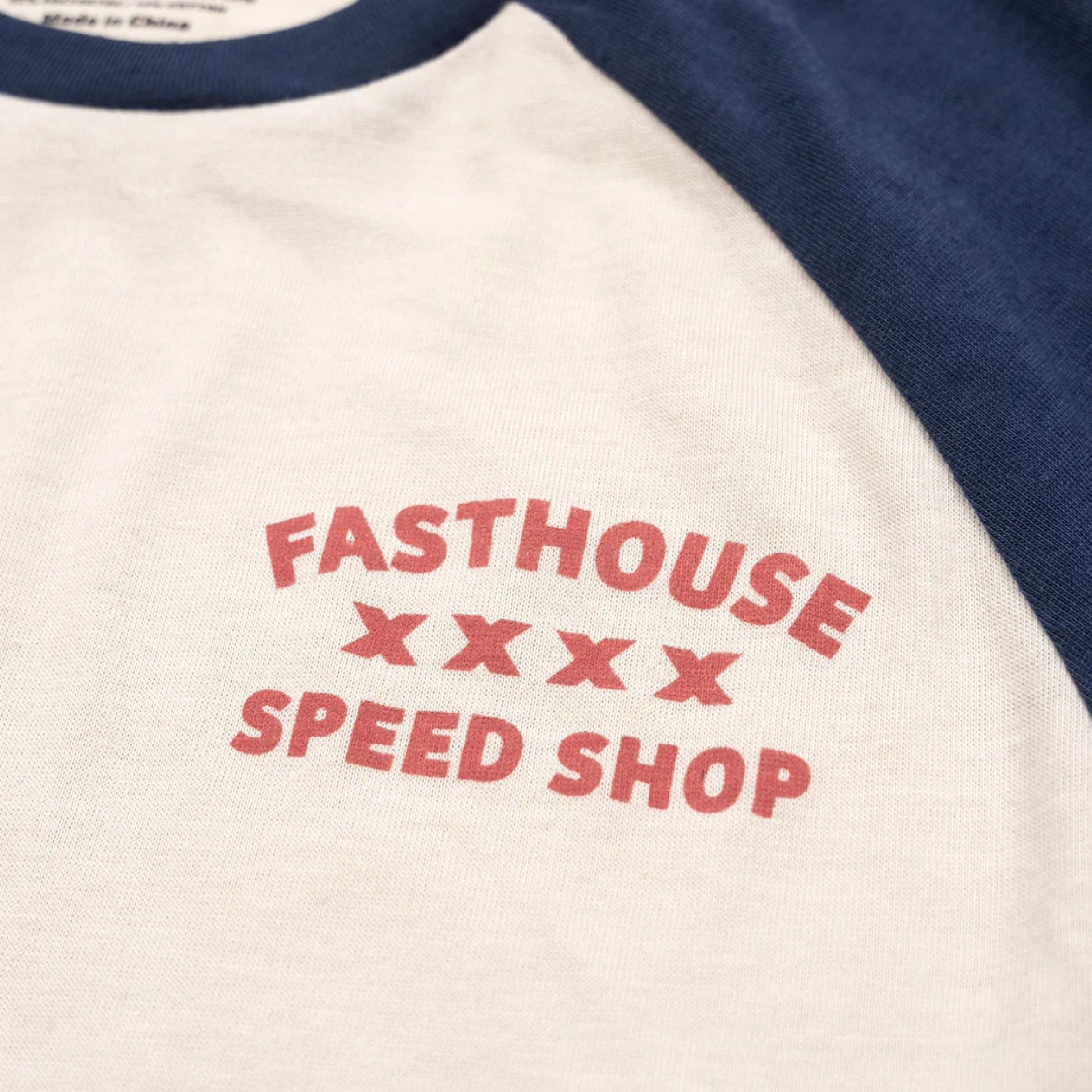 Fasthouse Youth Swift Raglan Tech Tee Midnight Navy Cream LS Shirts