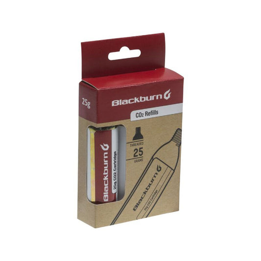 Blackburn 25g CO2 3-Pack Threaded Cartridges Metallic Silver/Zor Repair Kits