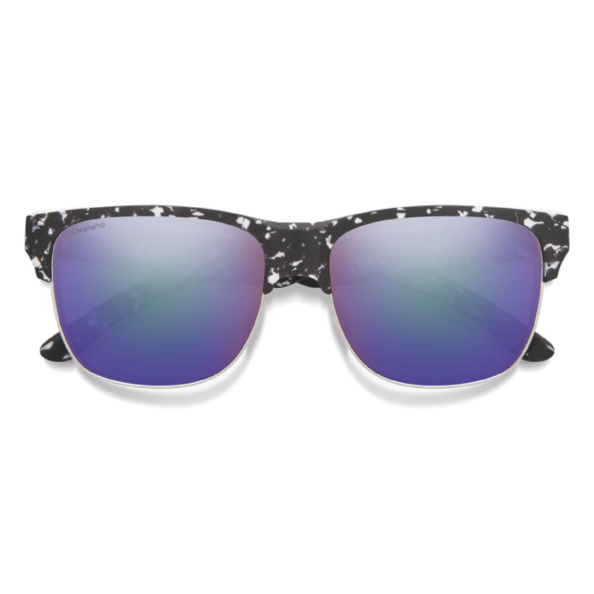 Smith Lowdown Split Sunglasses Matte Black Marble ChromaPop Polarized Violet Mirror Lens Sunglasses