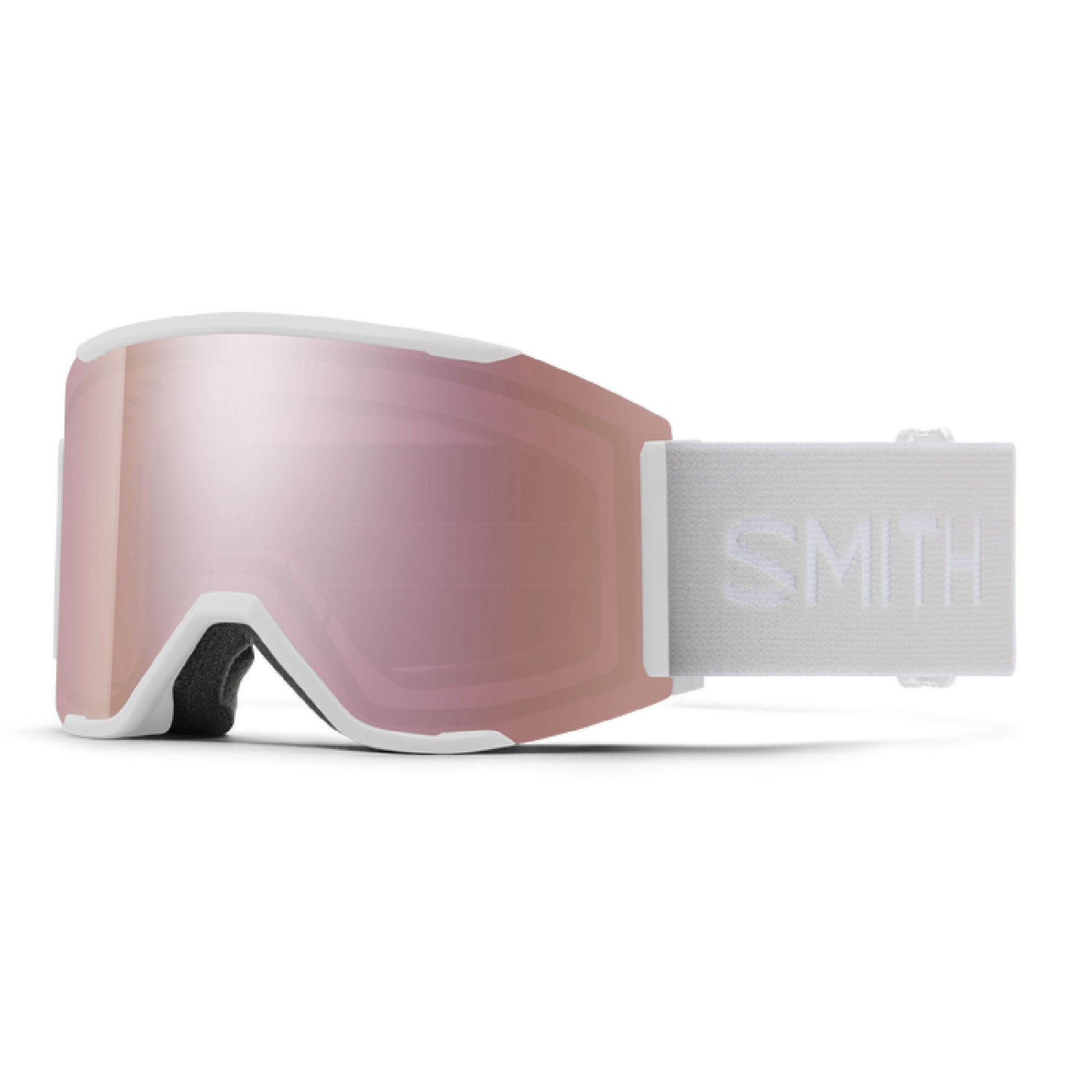 Smith Squad MAG Low Bridge Fit Snow Goggle White Vapor ChromaPop Everyday Rose Gold Mirror Snow Goggles