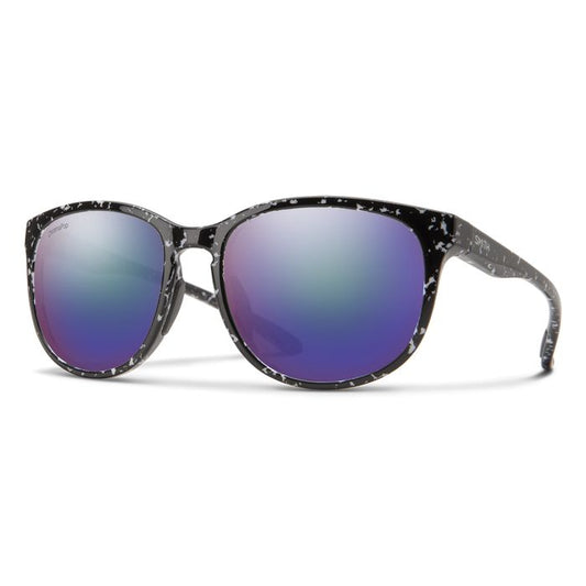 Smith Lake Shasta Sunglasses Black Marble ChromaPop Polarized Violet Mirror Lens Sunglasses