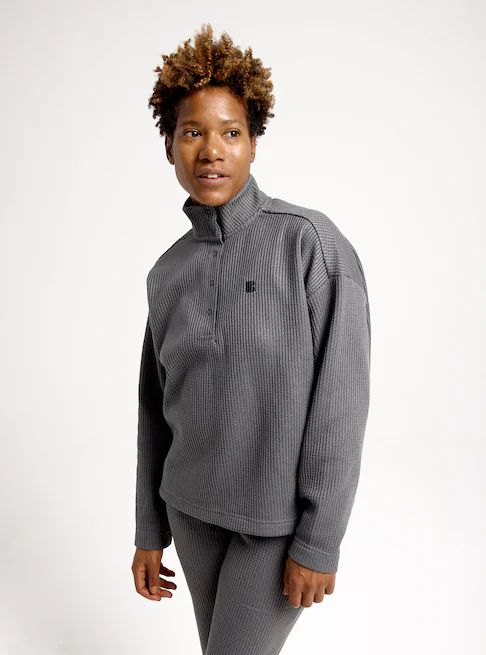 Women's Burton Amora Waffle Mock Neck Sweater Castlerock XS Insulators & Fleece