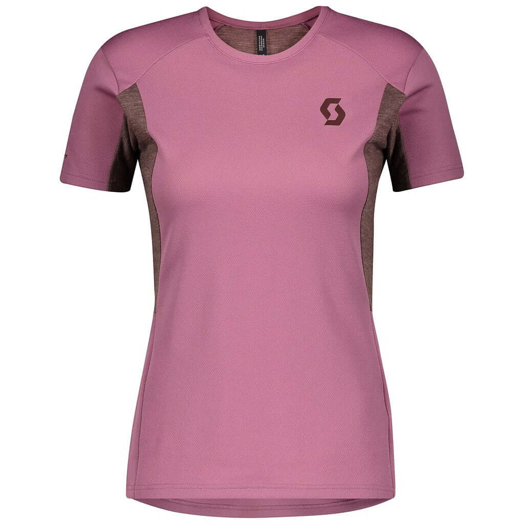 Scott Women's Trail MTN Tech S/S Shirt Cassis Pink Maroon Red L SS Shirts