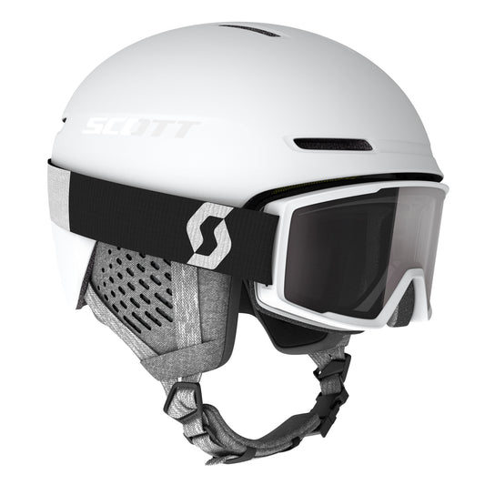 Scott Track Plus Helmet + Factor Pro Goggle Combo White Snow Helmets