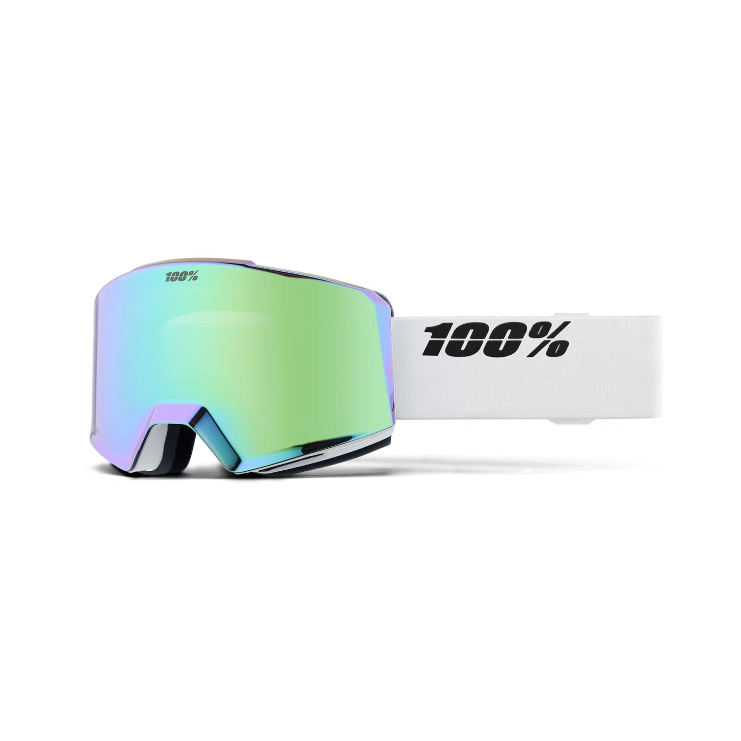 100 Percent NORG HiPER Snow Goggle White Green Mirror Green Lens Snow Goggles