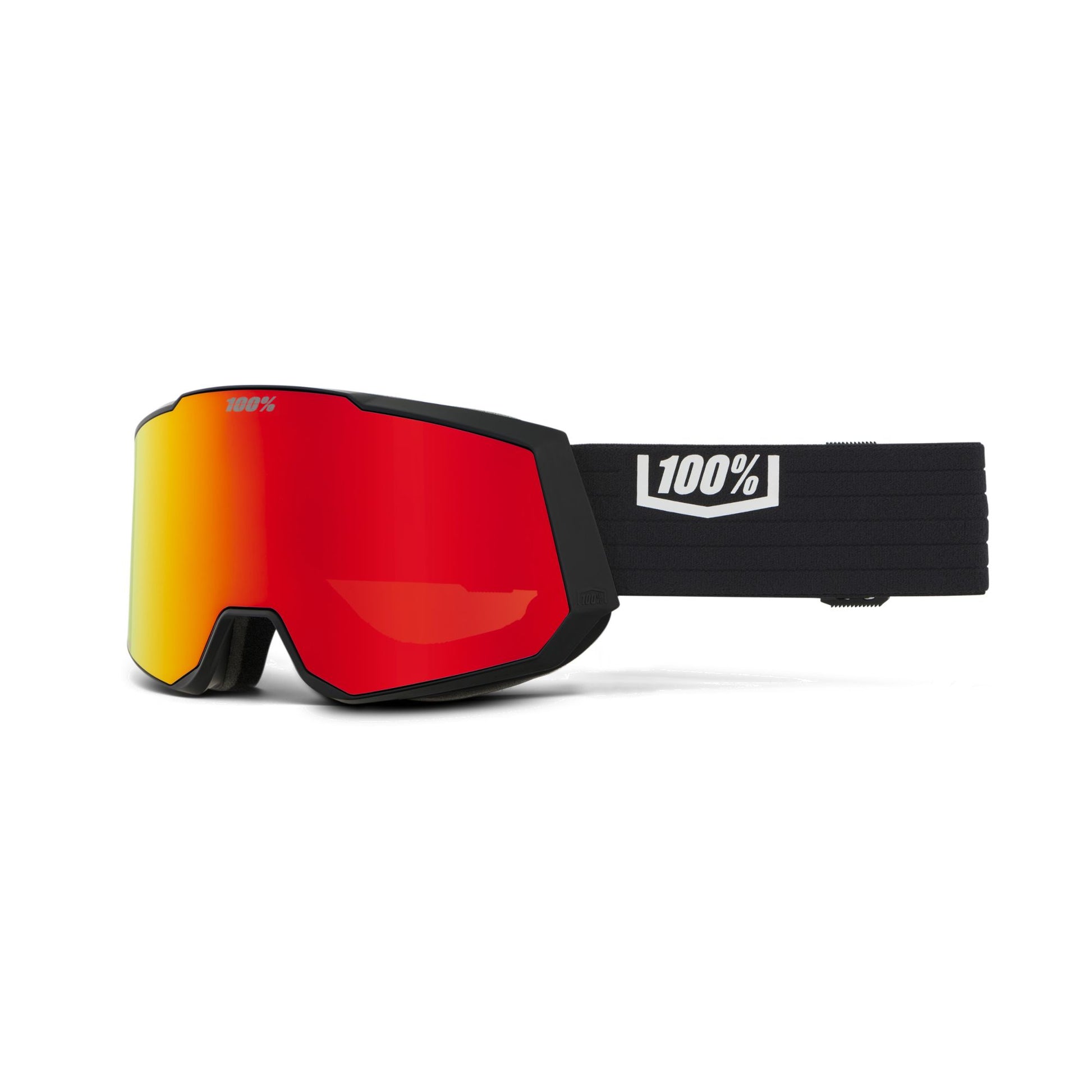 100 Percent Snowcraft XL HiPER Snow Goggle Black Red Mirror Red Lens Snow Goggles