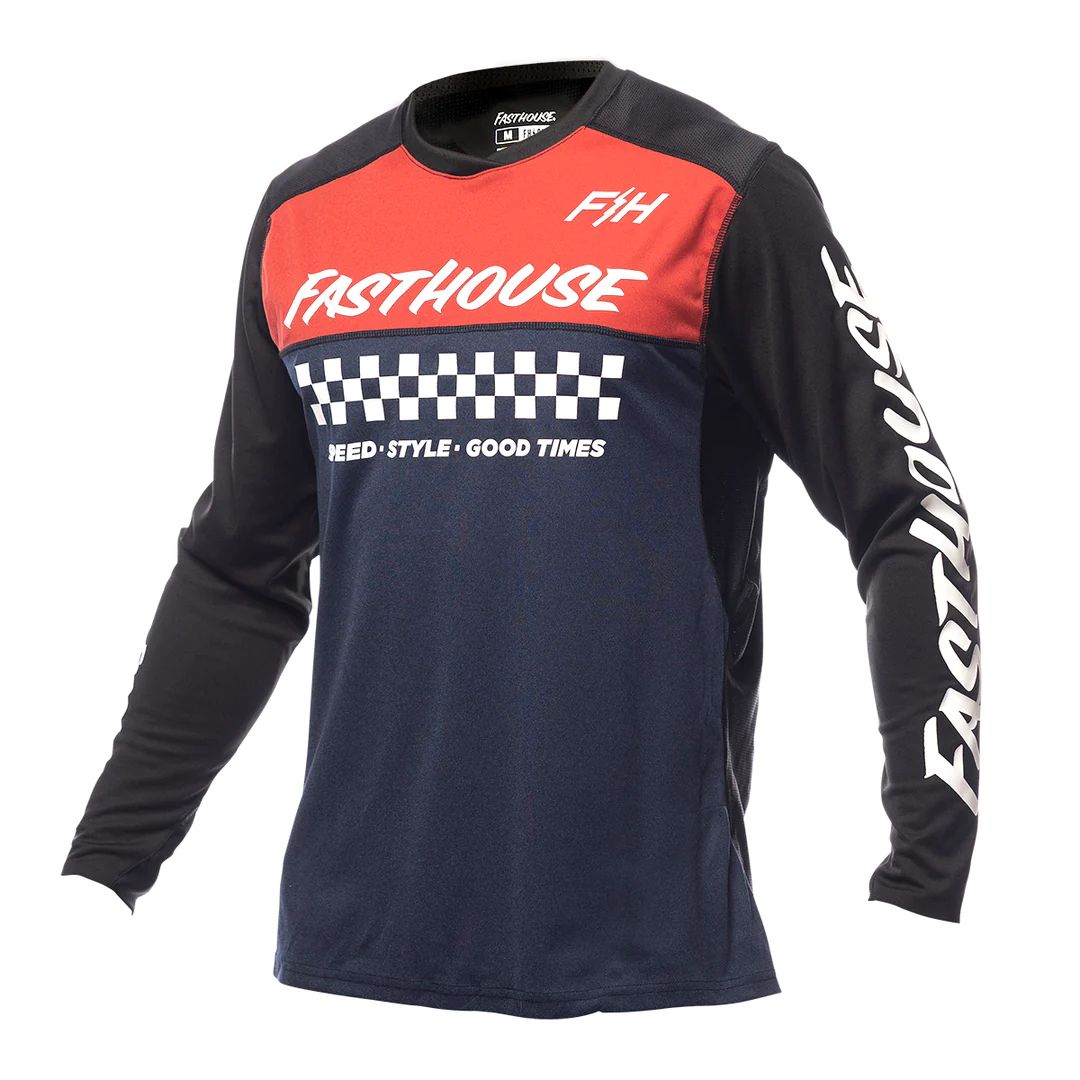 Fasthouse Alloy Mesa LS Jersey Heather Red Navy Bike Jerseys