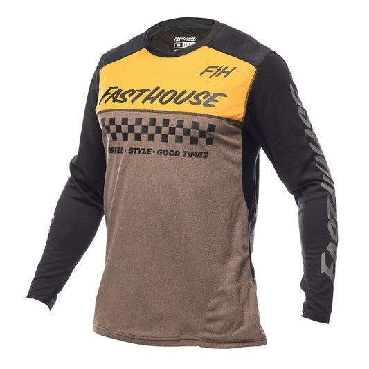 Fasthouse Alloy Mesa LS Jersey Heather Gold Brown Bike Jerseys