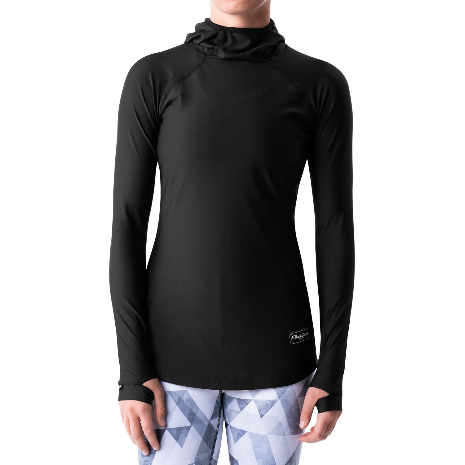 32 DEgREES Womens Lightweight Baselayer Scoop Top Long Sleeve Form Fitting  4-Way Stretch Thermal, Black, Large 