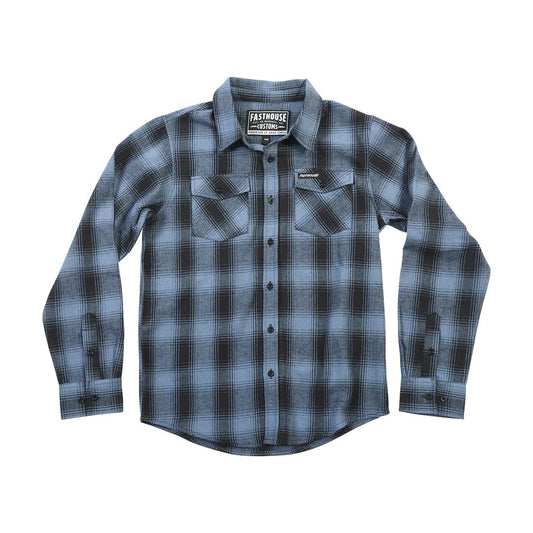 Fasthouse Youth Saturday Night Special Flannel Dust Blue Black Flannels