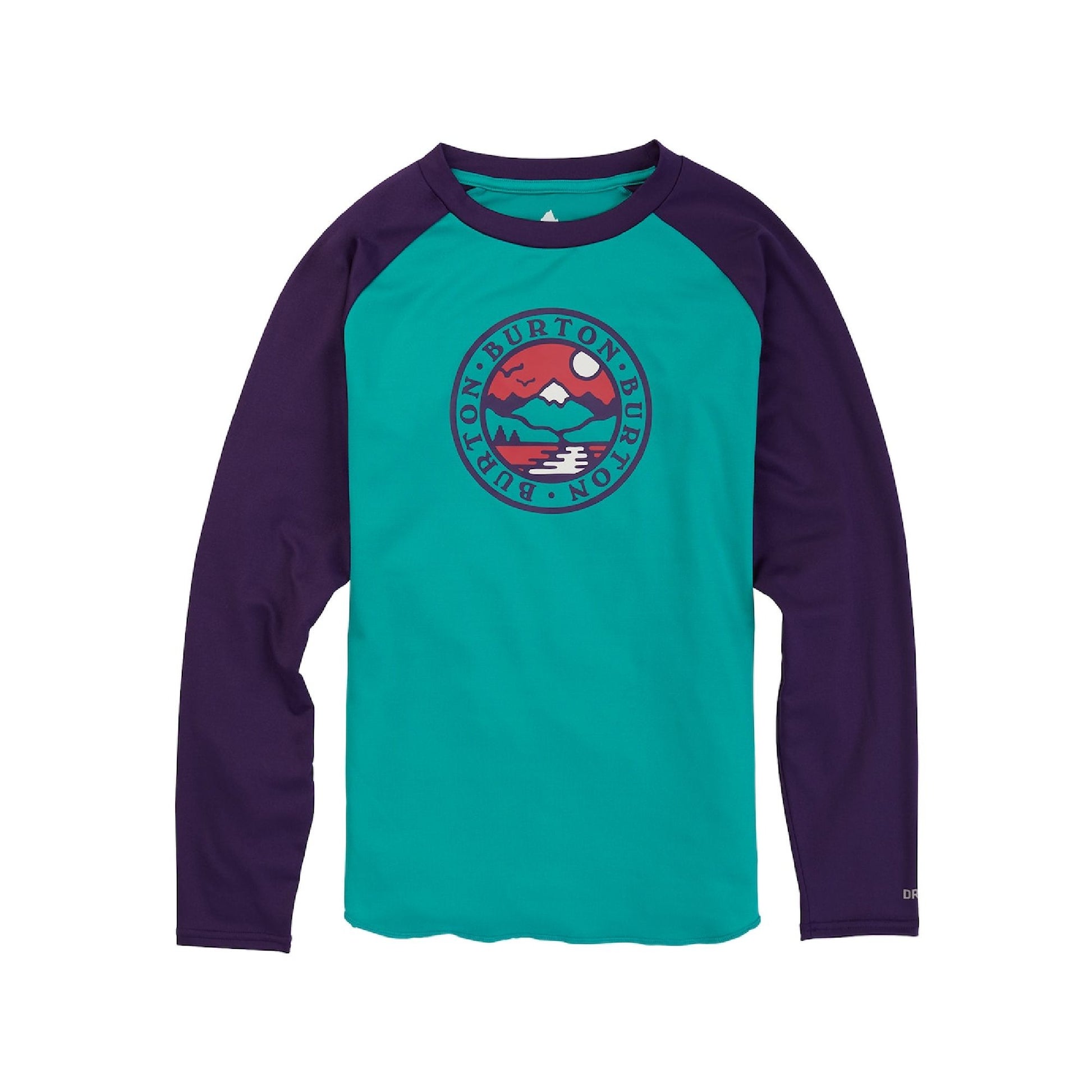 Burton Kids' Midweight Base Layer Tech T-Shirt Dynasty Green/Parachute Purple Base Layer Tops