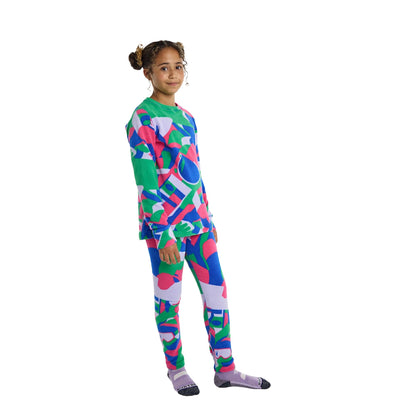 Kids' Burton Fleece Base Layer Set Forest Moss Cookie Camo - Burton Base Layers