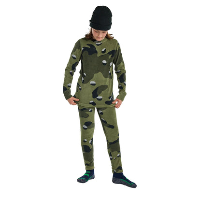 Kids' Burton Fleece Base Layer Set Forest Moss Cookie Camo - Burton Base Layers