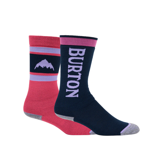 Kids' Burton Weekend Midweight Socks 2-Pack Fuchsia Fusion Snow Socks
