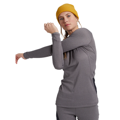 Women's Burton [ak] Baker Power Wool Base Layer Crewneck Castlerock - Burton Base Layer Tops