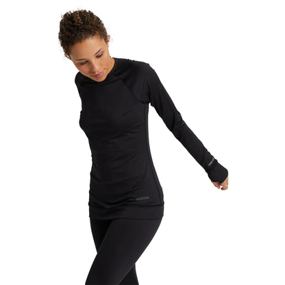 Women's Burton Lightweight X Base Layer Crewneck True Black - Burton Base Layer Tops