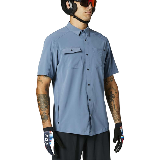 Fox Flexair Woven SS Shirt Matt Blue S Bike Jerseys