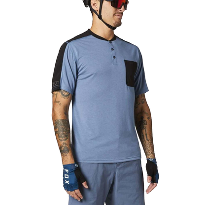 Fox Ranger DR SS Henley Matt Blue - Fox Bike Jerseys