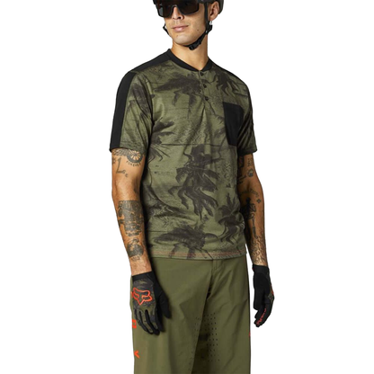 Fox Ranger DR SS Henley Olive Green - Fox Bike Jerseys