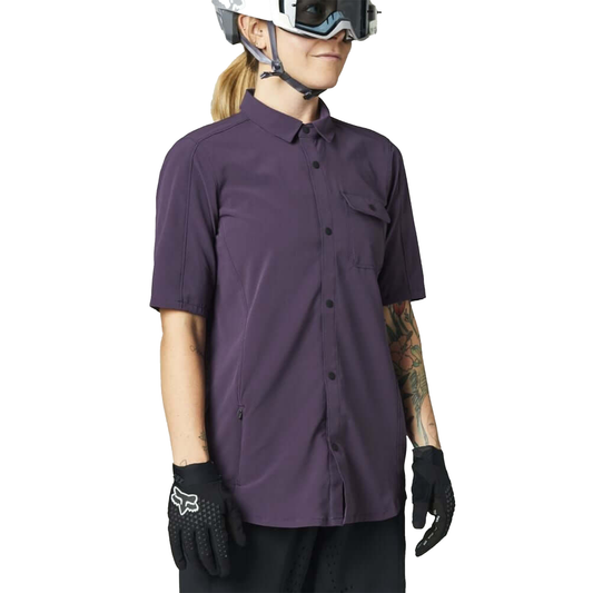 Fox Women's Flexair Woven SS Shirt Dark Purple Bike Jerseys
