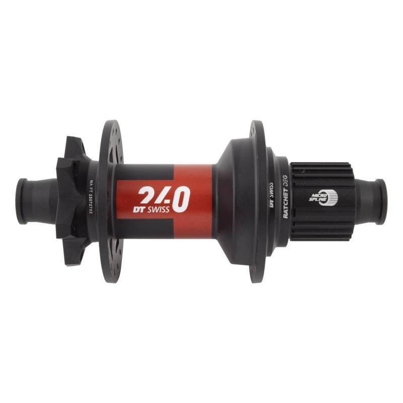 DT Swiss 240 DEG Rear Hub - 12 x 148mm 6-Bolt Micro Spline BLK/Red 32H 90pt - DT Swiss Rear Hub