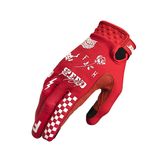 Fasthouse Youth Burn Free Speed Style Glove Red Bike Gloves