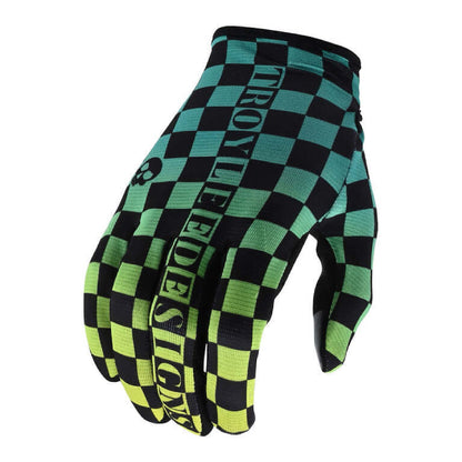 Troy Lee Designs Flowline Glove Checkers Green Black - Troy Lee Designs Bike Gloves