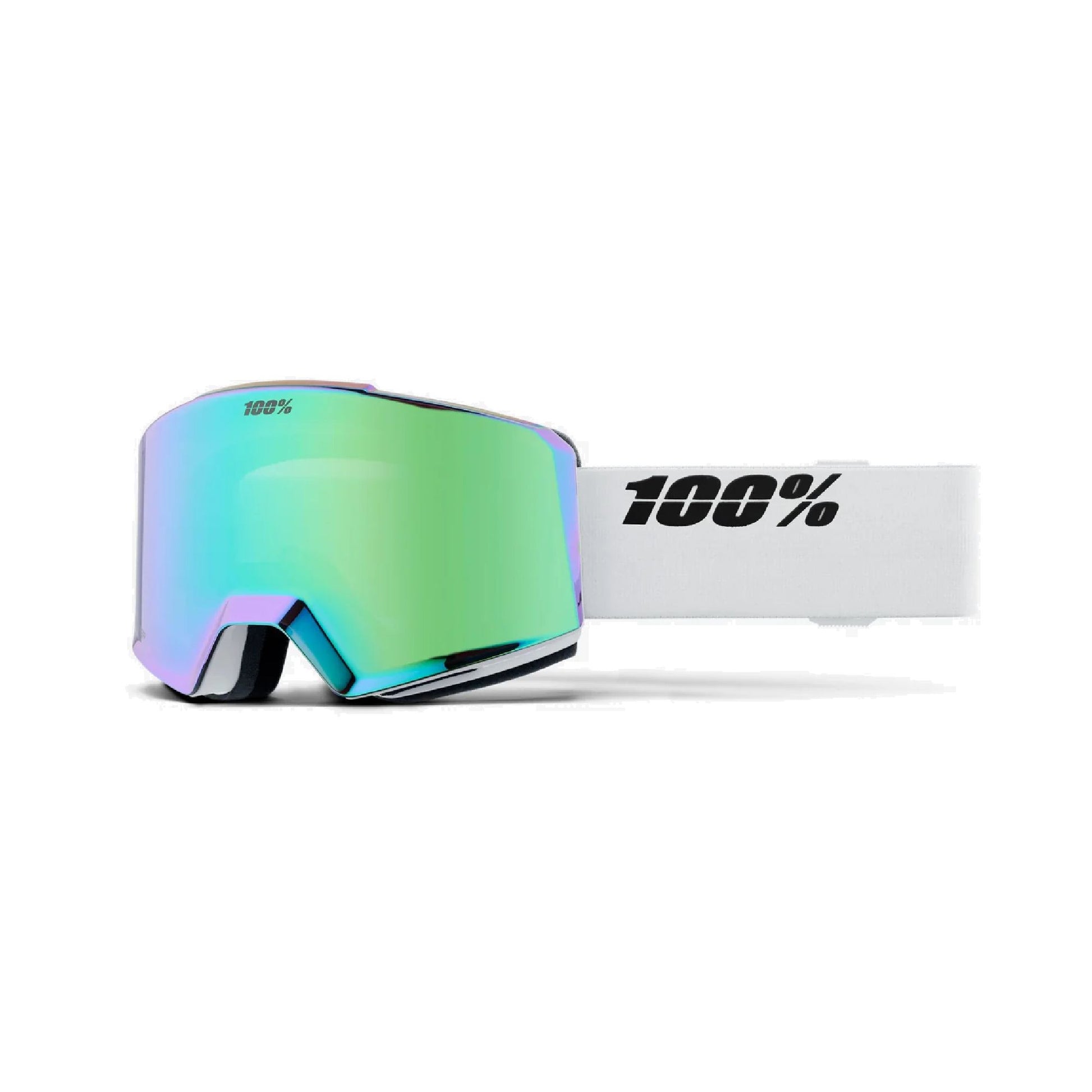100 Percent NORG AF HiPER Snow Goggle White Green Mirror Green Snow Goggles
