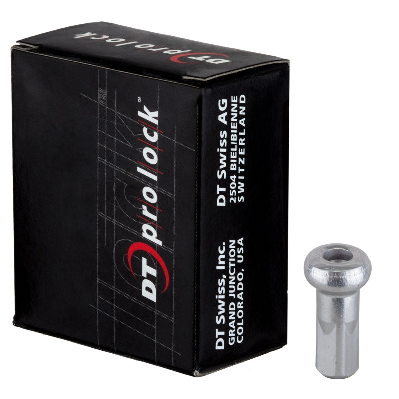 DT Swiss Pro Lock Aluminum Nipples: 2.0 x 12mm Silver Box of 100 - DT Swiss Spoke Nipples