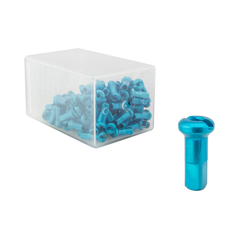 DT Swiss Standard Spoke Nipples - Aluminum 2.0 x 12mm Turquoise Box of 100 - DT Swiss Spoke Nipples