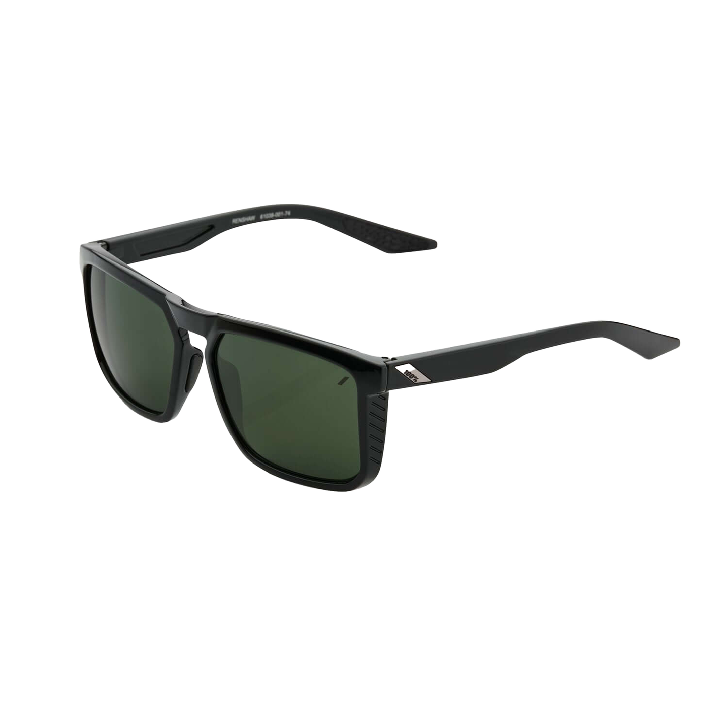 100% Renshaw Sunglasses Gloss Black / Grey Green Sunglasses