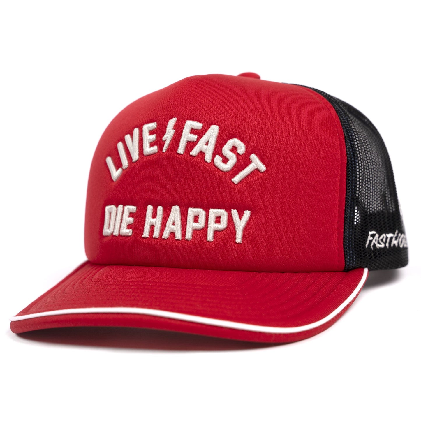 Fasthouse Happy Trucker Hat Red OS - Fasthouse Hats
