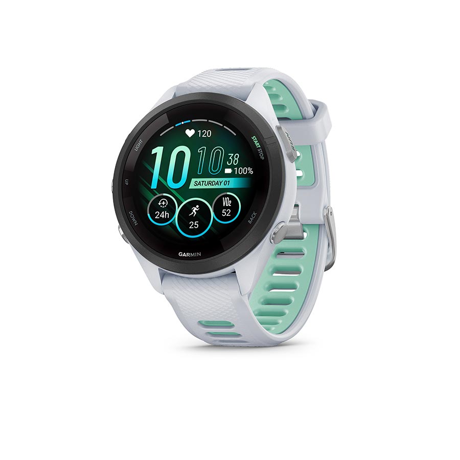 Garmin Forerunner 265S Music Watch Watch Color: Whitestone Wristband: Whitestone/Neo Tropic - Silicone - Garmin Watches