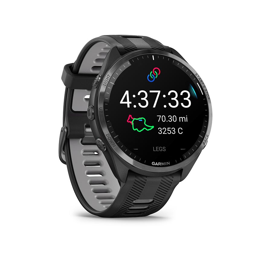 Garmin Forerunner 965 GPS Smartwatch - 47mm Carbon Gray DLC Titanium Bezel BLK Case BLK/Powder Gray Silicone Band - Garmin Fitness Computers