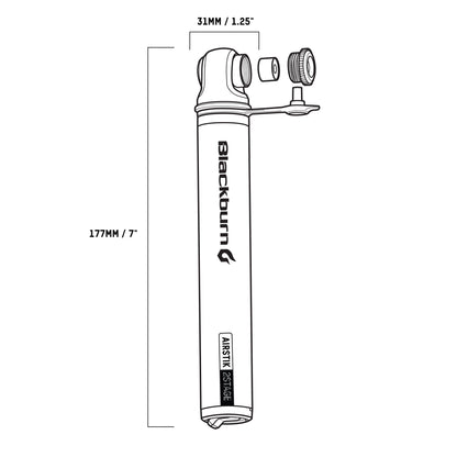 Blackburn Airstik 2Stage Mini-Pump Grey OS - Blackburn Bike Pumps