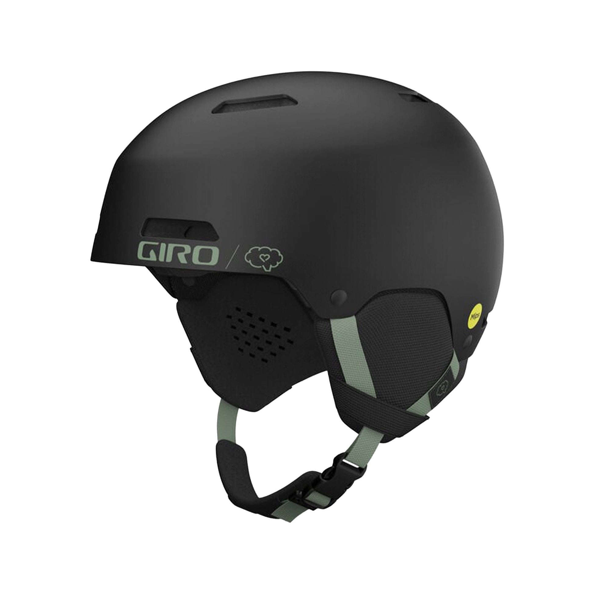 Giro Ledge MIPS Helmet Matte Black Save a Brain Green - Giro Snow Helmets