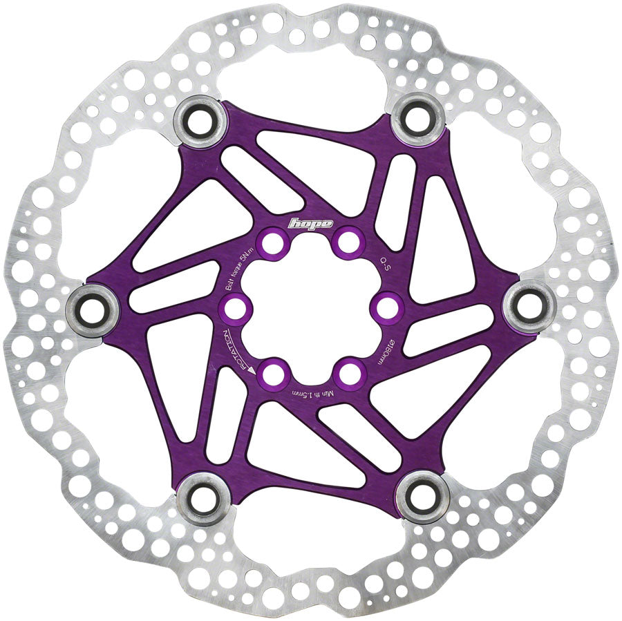 Hope Floating Disc Brake Rotor - 180mm 6-Bolt Purple - Hope Disc Rotor