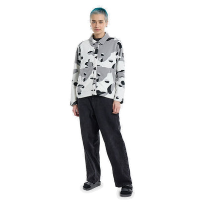 Women's Burton Cinder Fleece Snap Shirt Stout White Cookie Camo - Burton Insulators & Fleece
