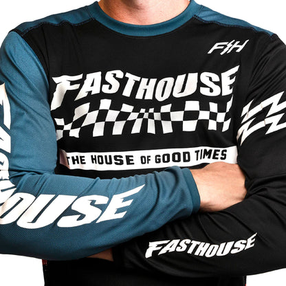 Fasthouse Classic Velocity LS Jersey Black Indigo - Fasthouse Bike Jerseys