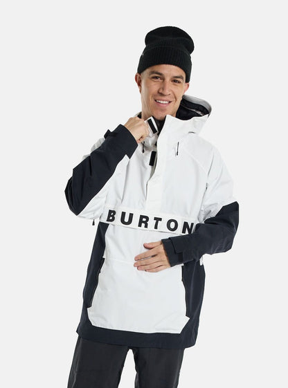 Men's Burton Frostner 2L Anorak Jacket Stout White True Black - Burton Snow Jackets