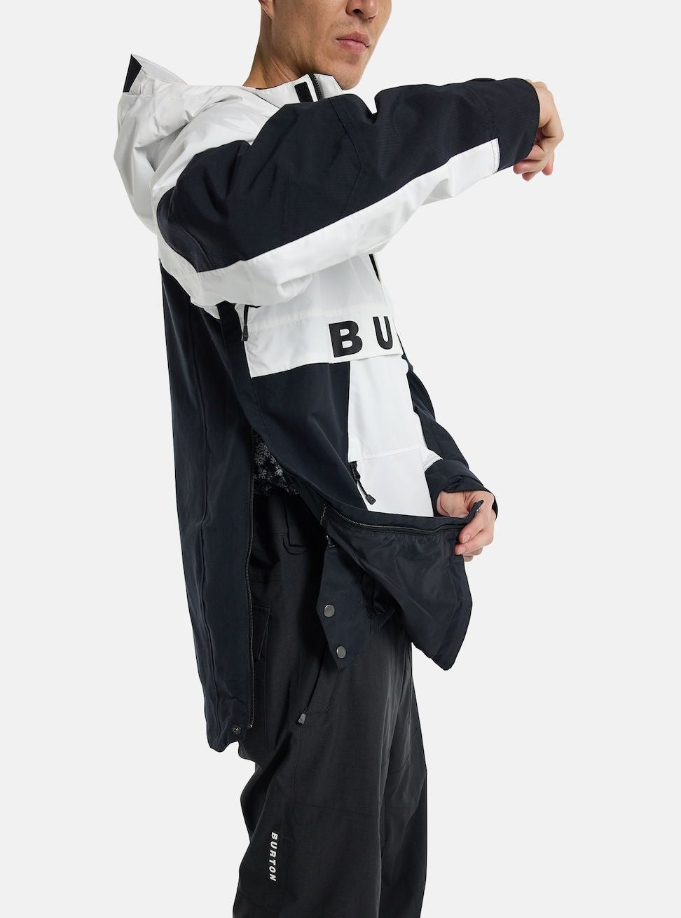 Men's Burton Frostner 2L Anorak Jacket Stout White True Black - Burton Snow Jackets
