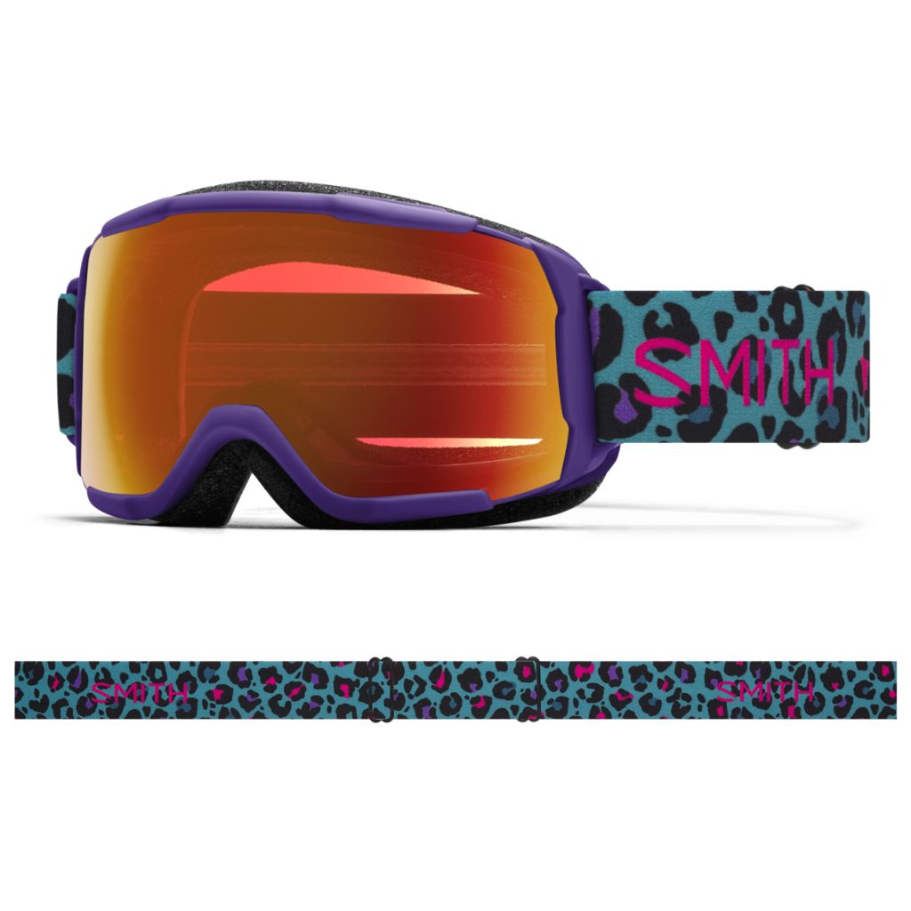 Smith Kids' Grom Snow Goggle Purple Haze Neon Cheetah / ChromaPop Everyday Red Mirror Snow Goggles