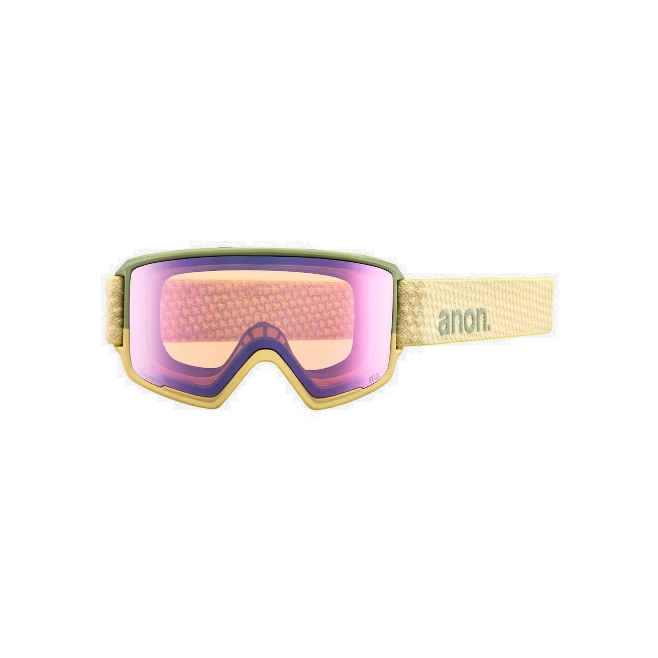 Anon M3 Goggles + Bonus Lens + MFI Face Mask - Low Bridge Fit Mushroom / Perceive Variable Green Snow Goggles