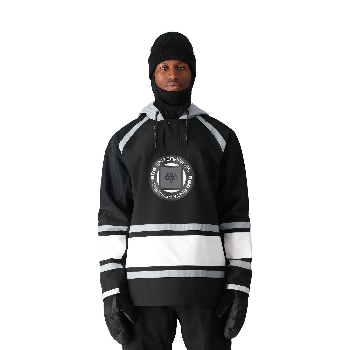 686 Waterproof Slapshot Hoodie Black Colorblock - 686 Sweatshirts & Hoodies