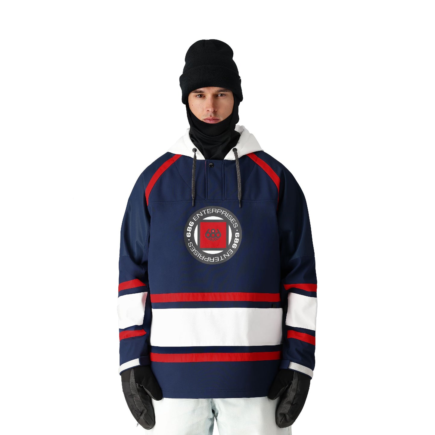 686 Waterproof Slapshot Hoodie Navy Colorblock - 686 Sweatshirts & Hoodies